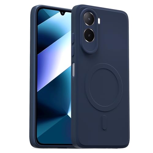 Image of Outlouders Back Cover for Mi Redmi A7 Pro /Poco C85x 5G Soft Matte Silicone Cover with Slim Fit | Mag-Safe Logo (Not Mag-Safe Compatible) | Shockproof | Camera Protection Bumper Case (Blue)