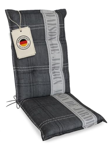 Gardissimo 'Hochlehnerauflage Maison de Jardin, Gartenstuhlauflage 120 x 50 x 8 cm, Polsterauflage UV-Lichtecht, Stuhlauflage, Sitzauflage, anthrazit, grau