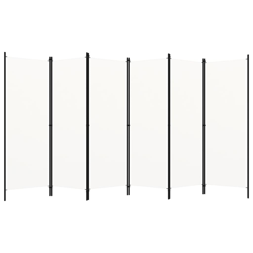 Paravent Interieur, Cloison de Séparation Séparateur de Pièce Diviseur Écran d'Intimité 6 Panneaux Blanc 300x180 cm