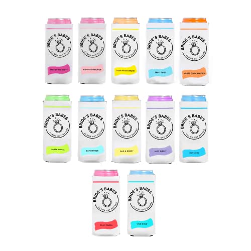 Bachelorette Party Can Cooler Holder [12 Pack], Bridesmaid Can Sleeve