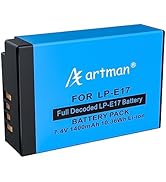 Artman Fully Decoded LP-E17 Battery 1400 mAh Compatible with Canon EOS R50 R10 R8 RP, Rebel T8i, ...
