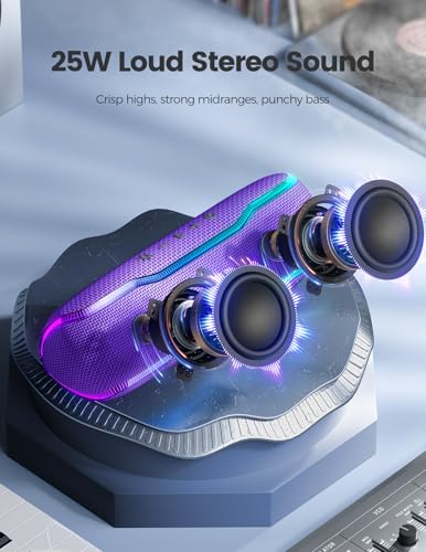 ERKEISEHN-Bluetooth-Speaker-IPX7-Waterproof-Wireless-Speaker-with-Colorful-Flashing-Lights-25W-Stereo-Sound-with-24H-Playtime-100ft-Bluetooth-Range-Home-Outdoor-Speaker-TWS-Pairing-for-Teen-Gifts