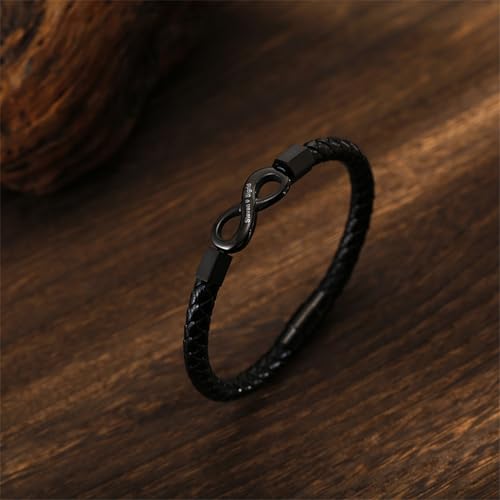 To My Wife, Feel My Love Infinity Leather Bracelet, Personalized Dual Name Infinity Leather Bracelet, Personalized Custom Name Bracelet for Women, Wife Gifts from Husband4