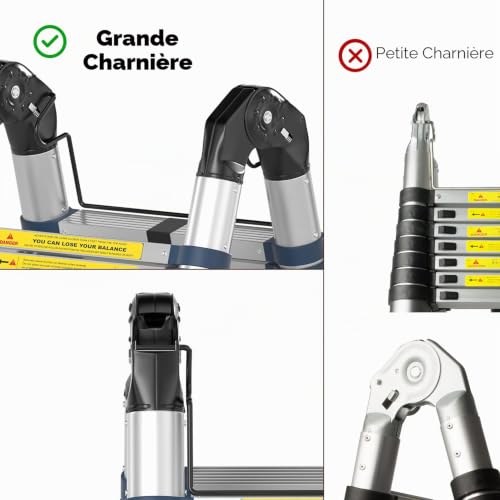 WORHAN Echelle de 5m Télescopique Aluminium Anodis...