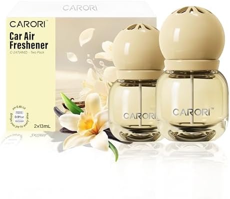 Car Air Freshener Vent Clip, Car Fresheners Long Lasting Scent (13ml x 2 Pack), Up to 180 Days, Air Freshener Deodorizer Odor Eliminator for Auto - Vanilla Perfume