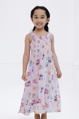 Bluey Girls Square Neck Smocked Maxi Dress Toddler to Big Kid Sizes (2T - 10-12)2