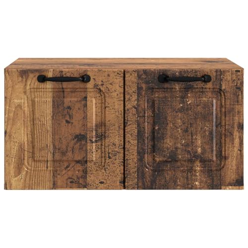 Meuble TV mural d'architecte en bois vieilli texturé de 59,5 cm - 5