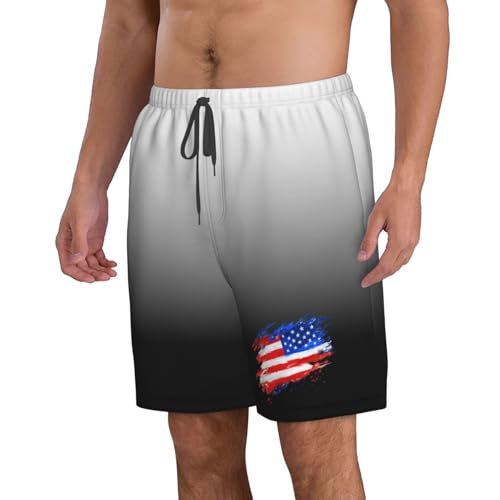 Mens Swim Trunks The USA Flag Board Shorts with Pockets,Breathable Fit Hawaii Beach Shorts Swimwear Bathing Suits,2
