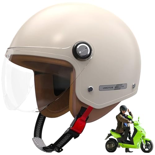 Casco de motocicleta de cara abierta beige estilo medio casco retro para moto 5