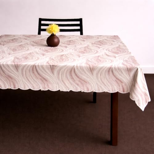 Image of Homerz Premium Waterproof PVC Sparkle Table Cover Collection | Table Cover with Scallop Edges | Dust, Spill & Scratch Resistant (Blush Wave Serenity, 36x54 inch- Center Table)