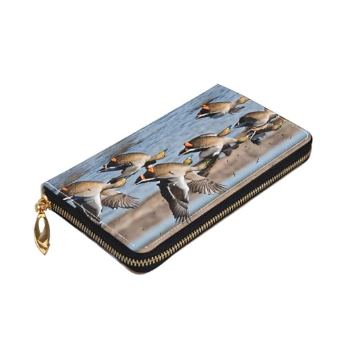 (mallard ducks) Print Women's Long Wallet Clutch with Zipper Multiple Card Slots Coin Pocket Elegant Ladies Purse3