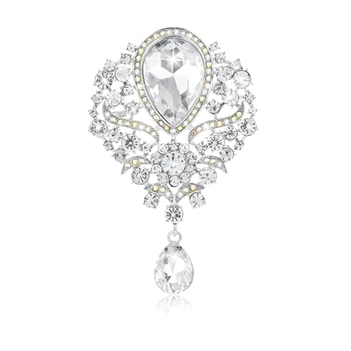 Image of Casoty Silver Brooches for Women, Rhinestone Pins and Brooches, Brooch Pins for Women Fashion, Clothes Accessories for Daily Wear Jewelry Gift