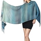  LINGF - Bufanda de moda para mujer,bufanda de gran tamaño con flecos para mujer,bufandas a la moda,mantas,agua turquesa,azul,mar,océano,acuarela,27 x 77 pulgadas