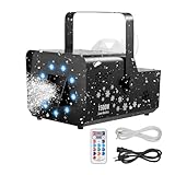 VEVOR 1500W Snow Machine with RGB DMX512 Signal Control, 9 LED Lights, Wireless Remote, High Output Snowflake Machine with 5L Tank, Portable DJ Stage Snow Maker for Christmas Parties Stage Effects