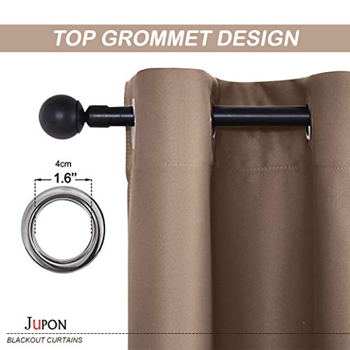 Image of JUPON Kitchen Blackout Curtain Pack of 1 Piece with 3 Layers Weaving Technology & Solid Grommet Pattern /Thermal Insulated Draperies Energy Saving (W 44 inch x 36 inch L) Mocha