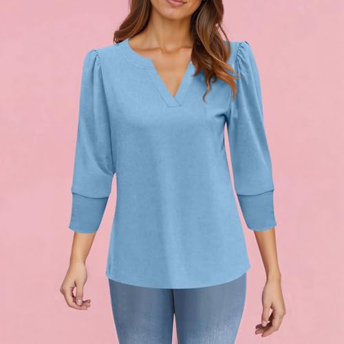 blouses for women dressy casual 34 length sleeve womens tops basic casual v neck t shirts spring fall shirts