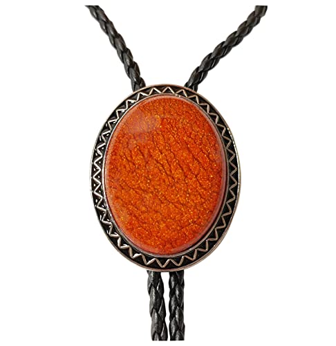 Image of Turquoise Agate Granite BOLO Tie for Men Women Leather Wedding Necklace Western Cowboy Necktie