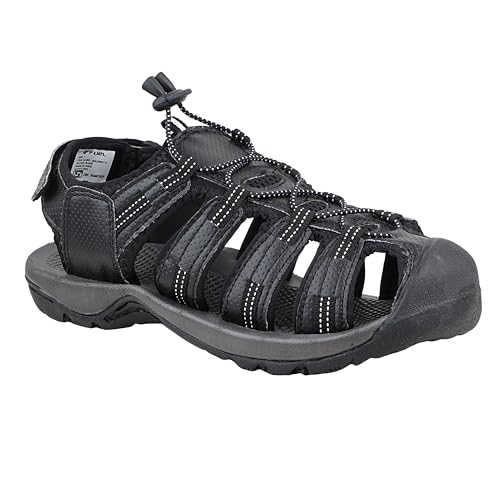 Image of FUEL Soldier-14 Men's Fisherman Sandals - Comfortable, Breathable & Flexible Outdoor Sandals with Protective Toe, Anti-Skid Sole - Stylish Casual Beach & Sports Footwear (Black)