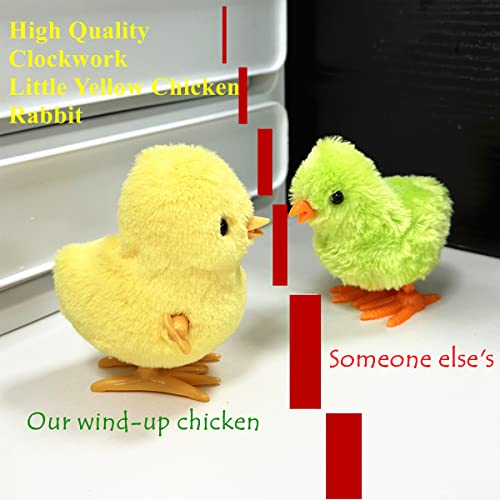 2 PCS Rabbit / Little Yellow Chicken Wind Up Toys for Kids,Simulated Plush Rabbit Wind Up Chick for Easter Gift,Clockwork Jumping Chick Bunny Toys for Kids Easter Egg Hunt Basket Filler Party Favors - Image 6