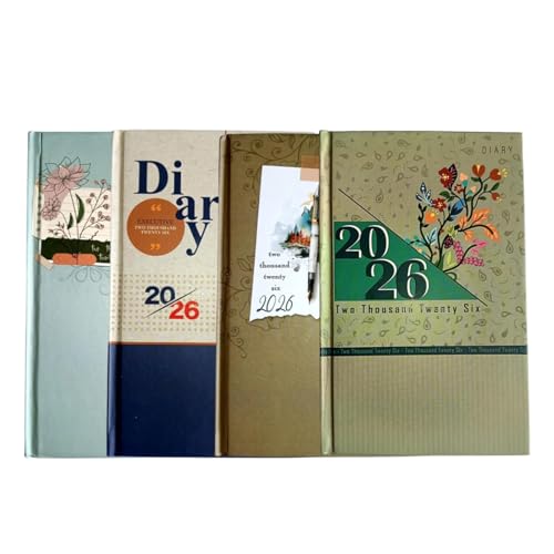 Image of TULMAN 2026 Diary Pack of 4 Hardcover Design Everyday Notebooks (23 x18 cm) with 4 Unique Looks, Best for Study Planner, Personal Journal, Business Planning & Stationery Lovers