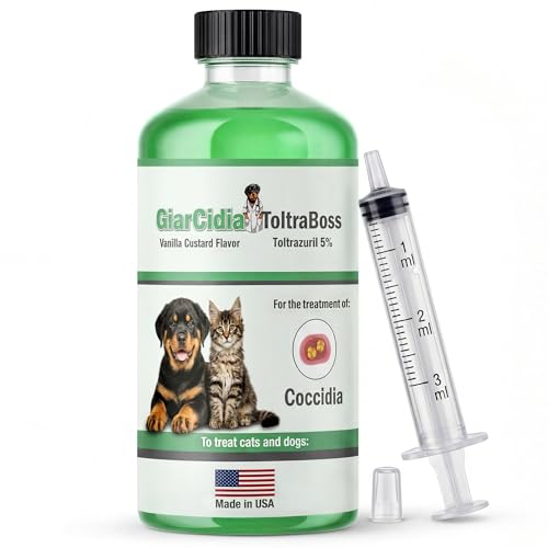 Toltrazuril 5.0% for Dogs and Cats 120 mL / 4 oz Glass Bottle Toltrazuril for Coccidia Treatment Vanilla Flavor Includes 3 mL Dropper | Oral Suspension Liquid & Easy Dose Made in USA