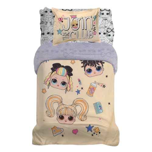 Franco LOL Surprise - Ropa de cama infantil supersuave de algodón orgánico de primera calidad con funda, 3 piezas, tamaño matrimonial (producto oficial)