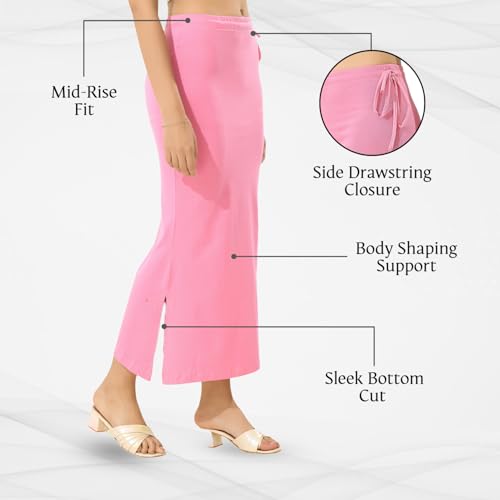 Image of TRASA Womens Saree Shapewear Petticoat, Cotton Lycra Petticoat, Skirts for Women, Shape Wear Dress for Saree