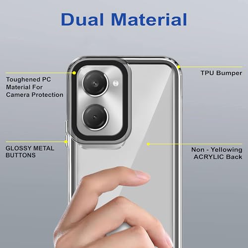 Image of Zapcase Back Case Cover for iQOO Z9 Lite 5G | Compatible for iQOO Z9 Lite 5G Back Cover | Case Cover with Camera Protection | (TPU + PC | Translucent Black)