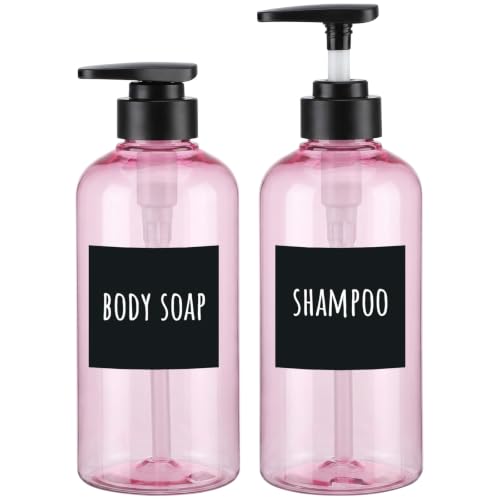 Image of Segbeauty 16.9oz 2Pcs Refillable Shower Bottles, Empty Pump Dispenser, Pink