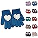 Kids Cute Heart Pattern Gloves - Girls Boys Winter Warm Knit Gloves Outdoor Cold Weather for 3-8 Years