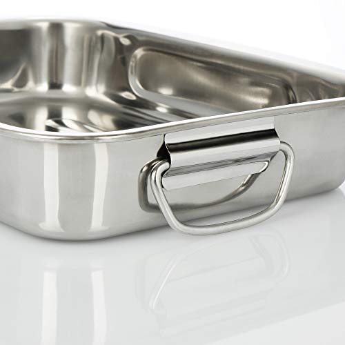 COM-FOUR® 3-Piece Roasting and Baking pan Set - Stainless Steel Roasting pan with Handles - Stainless Steel Casserole Dish for Cooking and Baking - Oven Dish (Silver Coloured - 3 Parts) - Image 4