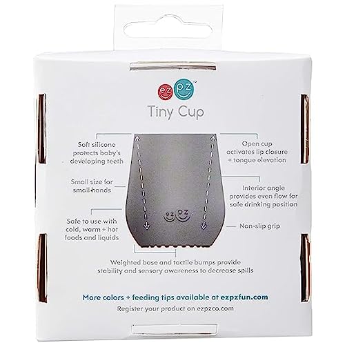 Image of ezpz Tiny Cup - 100% Silicone Drinking Training Open Cup for Baby /Infants - Designed by a Pediatric Feeding Specialist - Soft Non-Slip Grip - Weighted Base & Tactile Bumps - 59 ml, 4 Months+ (Pink)
