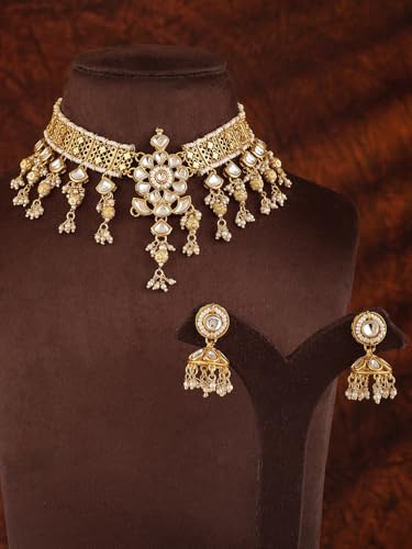 Image of Rubans Necklace Set Kundan Traditional Statement Jewellery Gift for Women & Girls