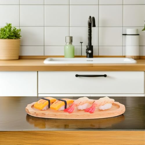 Plato ovalado de madera estilo japonés para sushi miniatura 6
