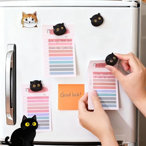 5 imanes decorativos para refrigerador diseño gato negro miniatura 4
