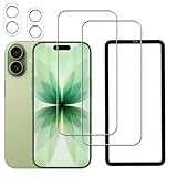 KPNS 日本旭硝子素材採用 iPhone17 用の ガラスフィルム(2枚) + カメラフィルム(2枚) + ガイド枠付き 全面 保護フィルム 強化ガラス フィルム カメラ保護 レンズカバー 対応