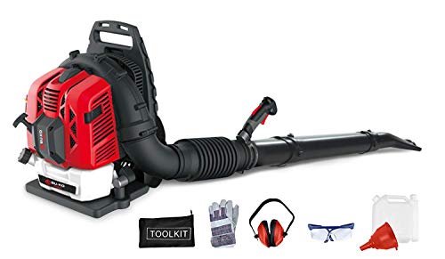 BU-KO 76CC Soplador de Hojas con Mochila de Gasolina - Potente Motor enfriado por Aire de 2 Tiempos - Ligero con Correas de Soporte Acolchadas Nuevas y mejoradas Mientras se USA - Equipo de Seguridad