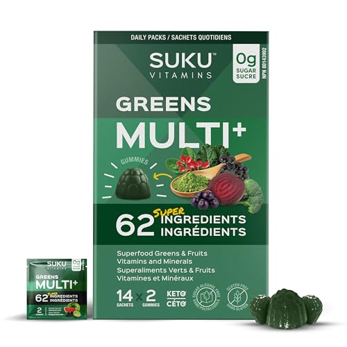 SUKU Vitamins Greens Multi+ gommes sans sucre énergie 14 paquets