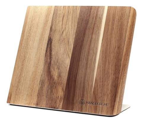 Hanseküche Porte-couteaux magnétique - Bloc à couteaux magnétique en bois d'acacia, planche à couteaux de haute qualité avec aimant, porte-couteaux...