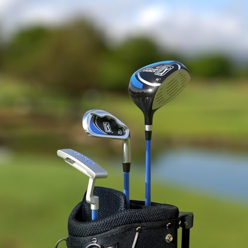 Image of PGA Tour Youth Golf Club Set for Ages 8-12 & 12+ (4'8 inch-5'10 inch), Right and Left-Handed Kids Golf Sets - Beginner Junior Golf Clubs with Lightweight Stand Bag, Mallet Putter, Hybrid, Driver