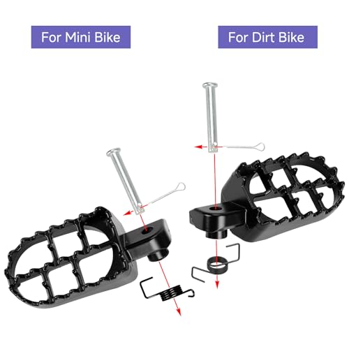 Image of Modified Anti-Slip Mini Bike Foot Pegs Compatible with Coleman Minibike CT200U CT200U-EX BT200X CT200U-EXR CT100U CC100X 196cc 200cc 97cc 100cc Powersports Parts Left and Right Pegs