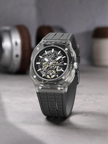 Image of French Connection | Skeleton Dial | Transparent Acrylic Case | Silicone Strap | Quartz Watch for Men - FCG01