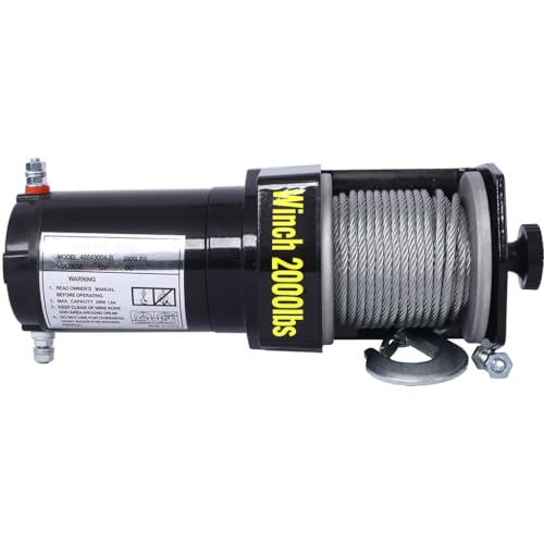 Winch eléctrico ATV 2000 lb 12V con placa de montaje miniatura 4