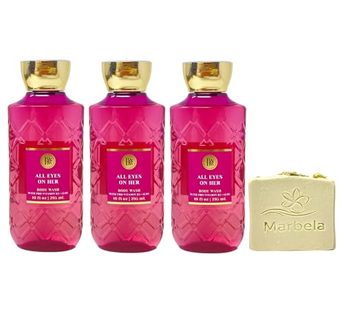 Bath & Body Works All Eyes On Her 3 Pack Body Wash Bundle with a Wild Jasmine Bar Soap - Full Size