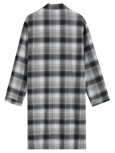 Latuza Men's Cotton Flannel Nightshirt Button Down Sleep Shirt2