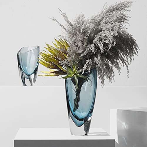 Vase en verre bleu 22cm pour sublimer une table de salon moderne - 4