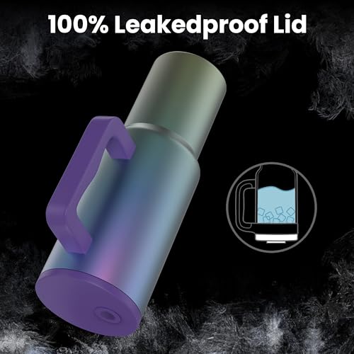 Image of enem Tumbler, Midnight Aurora, Insulated Premium Vacuum Leak Proof Tumblers, Stainless Steel Travel Mug with Handle, Lid & Straw, 1.2L Tumbler for Coffee, Iced Tea, or Water