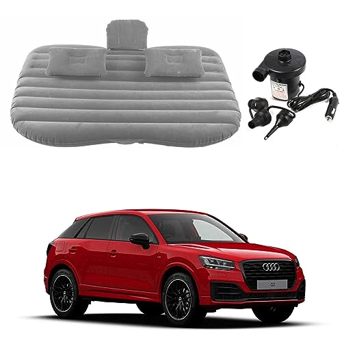 Image of Oshotto Multifunctional Car Travel Bed Mattress with Two Air Pillows, Car Air Pump Compatible with Audi Q2 (Grey)