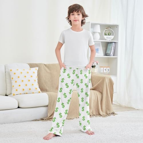 Boys' Pants Green Dollar Sign Long Bottoms Jogger Pants Elastic Waist Trousers with Pockets S-XL3
