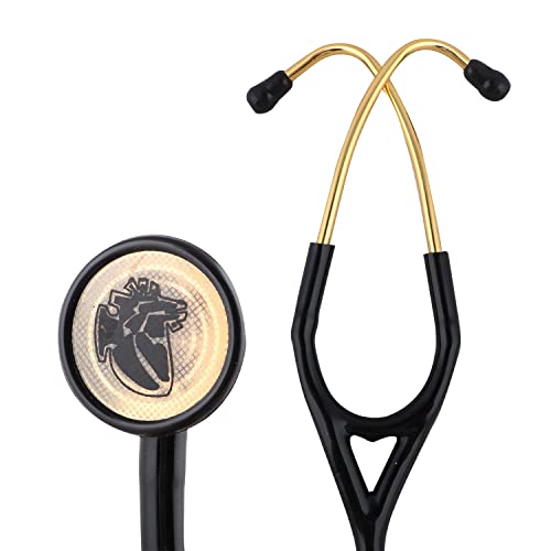 Image of Dr. Tech Cardiology Gold Black Stethoscope Heart Beat Monitoring Chest Piece Medical Instrument for Doctors, Nurses (Black & Golden)